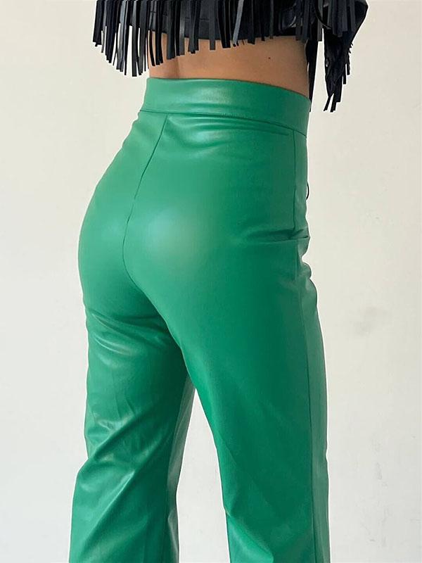 Flared Pants Bandage Solid Color Pants Trousers Product Image