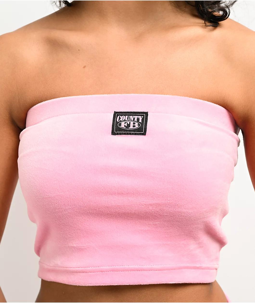 FB County Pink Velour Tube Top Product Image