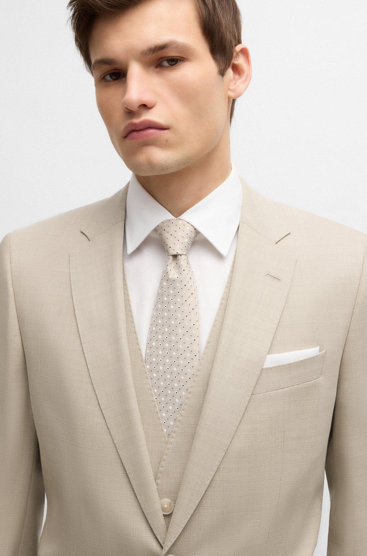 BOSS - Slim-fit three-piece suit in patterned wool - Blue Product Image