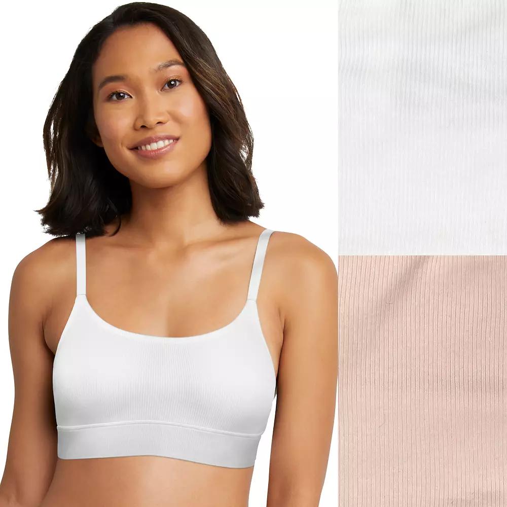 Hanes Originals Ultimate 2-Pack Stretch Cotton Longline Bralette DHO104, Women's,  Product Image