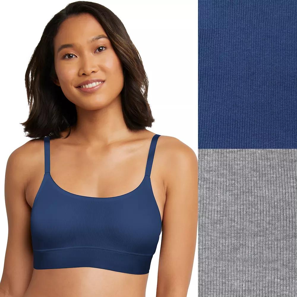 Hanes Originals Ultimate 2-Pack Stretch Cotton Longline Bralette DHO104, Women's,  Product Image