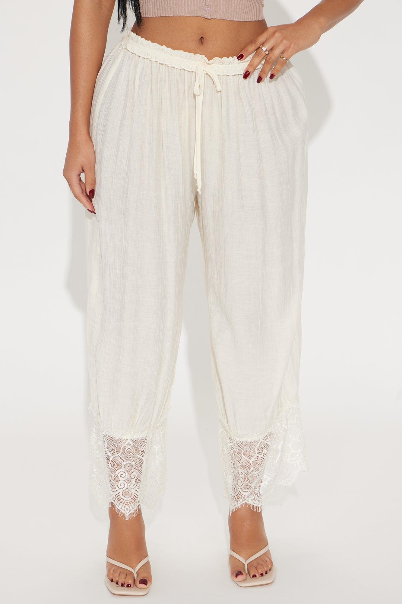 Angeline Cropped Wide Leg Pant - Off White Product Image