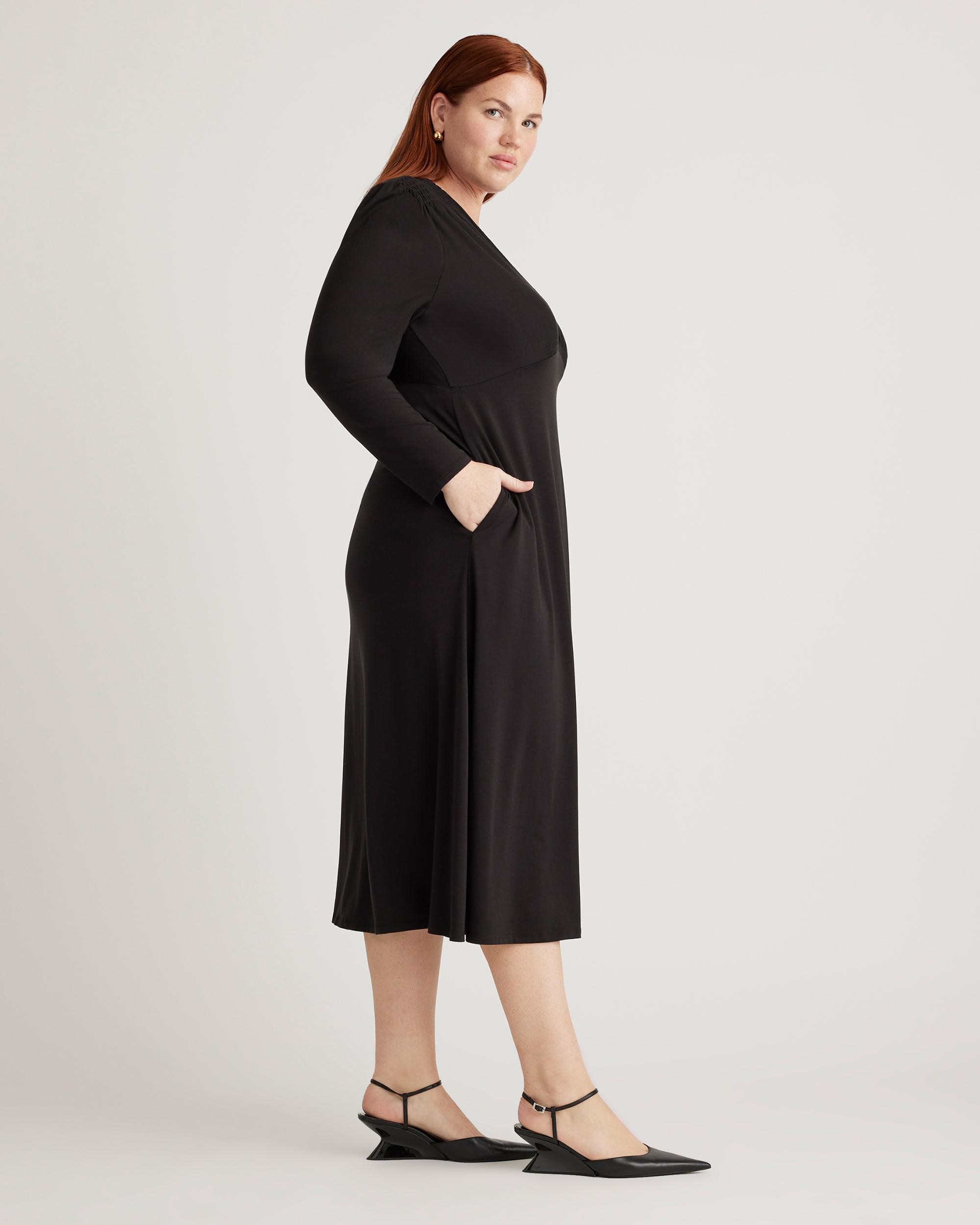 Quince | Women's Tencel Jersey V-Neck Long Sleeve Midi Dress Product Image