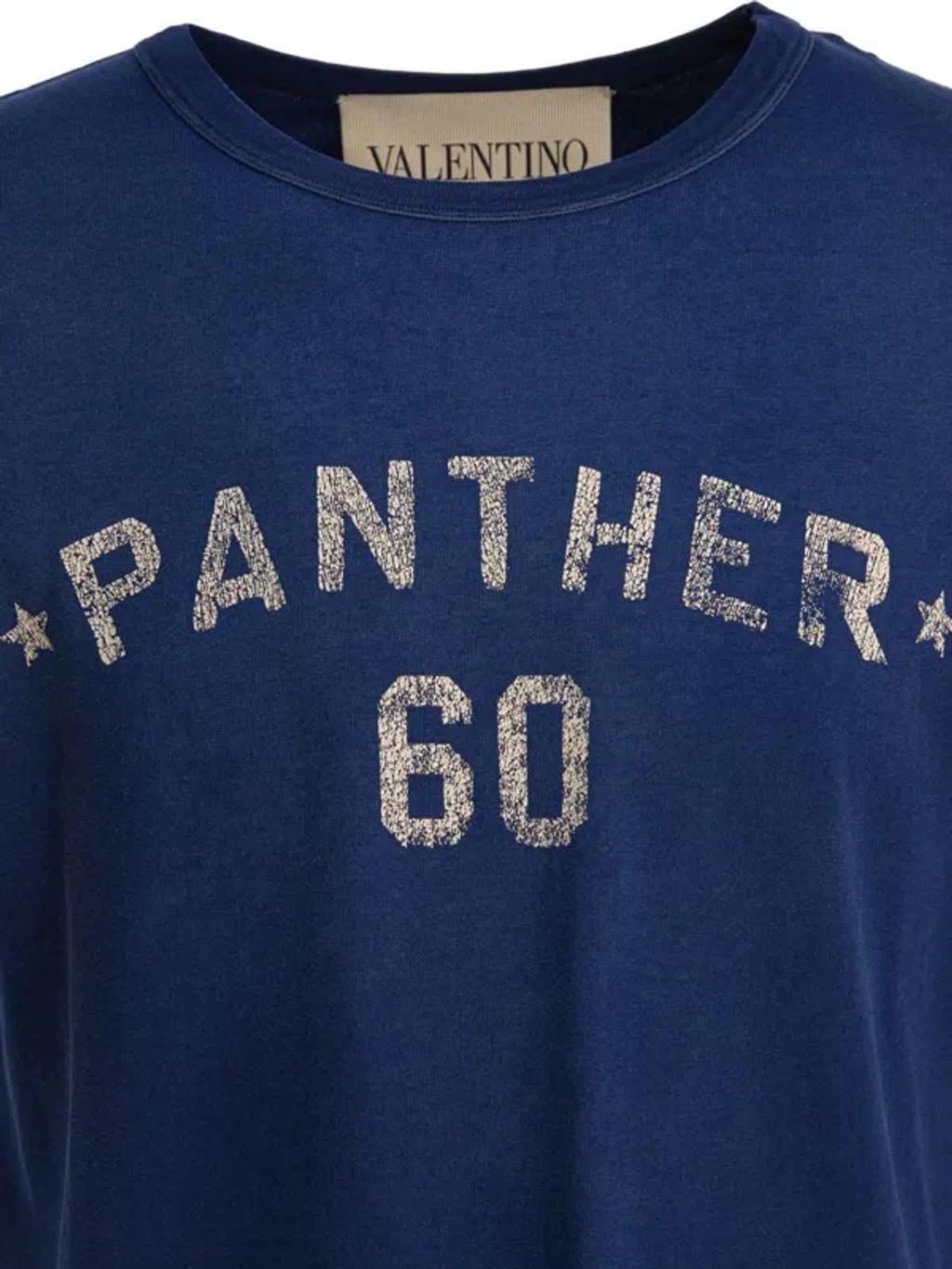 VALENTINO Garavani Navy Cotton T-shirt In Blue Product Image