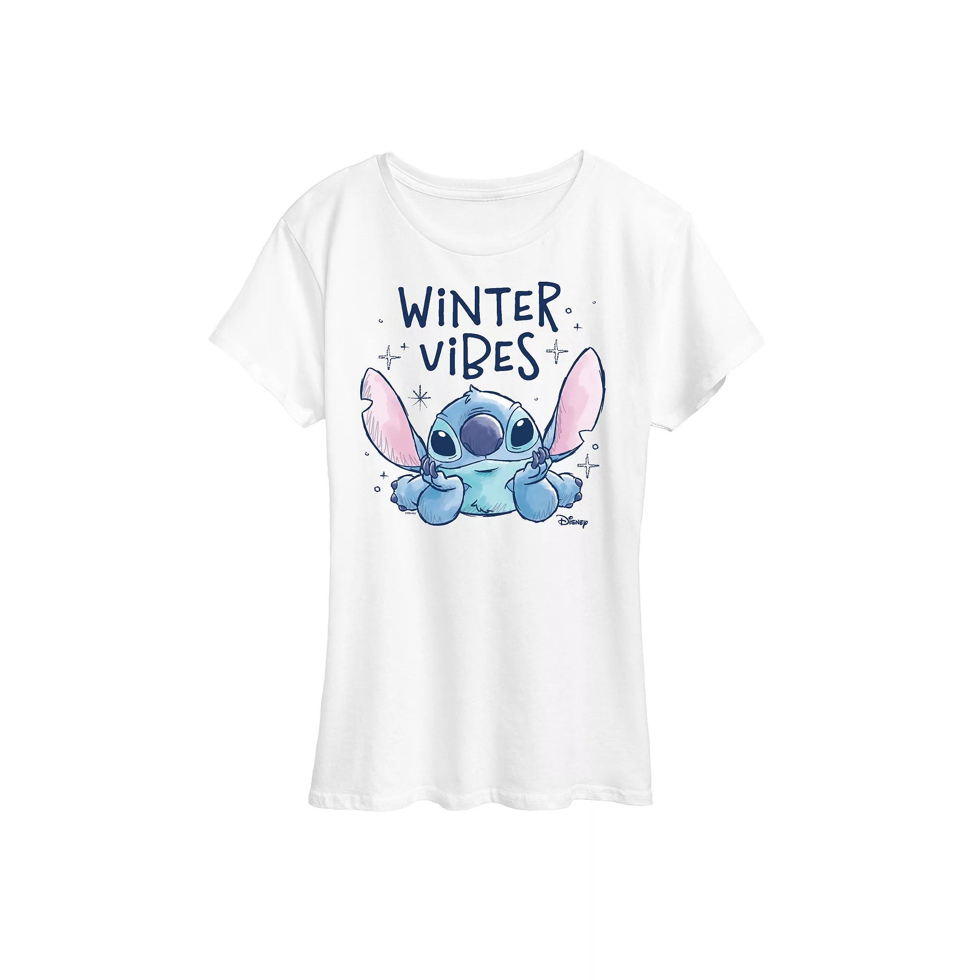 Disney's Lilo and Stitch Women's Winter Vibes Graphic Tee,  Product Image
