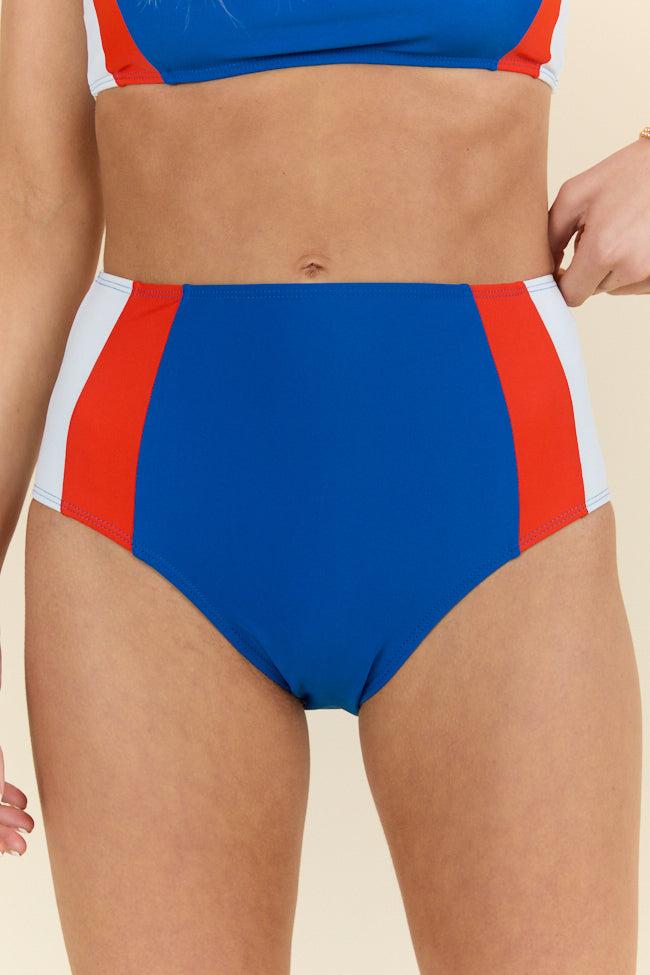 Rock The Boat Red and Blue Colorblock Bikini Bottoms FINAL SALE Product Image