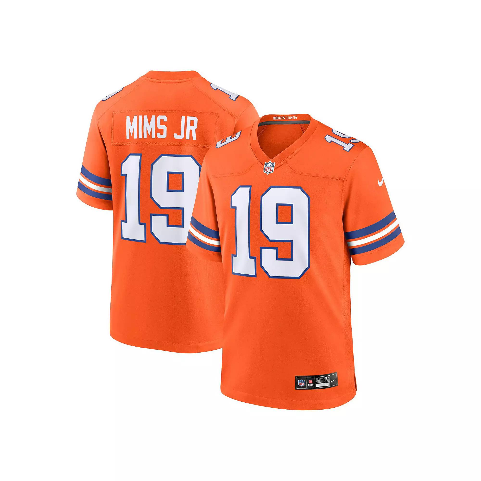 Men's Nike Marvin Mims Jr Orange Denver Broncos Mile High Collection 1977 Throwback Player Game Jersey, Size: Large Product Image