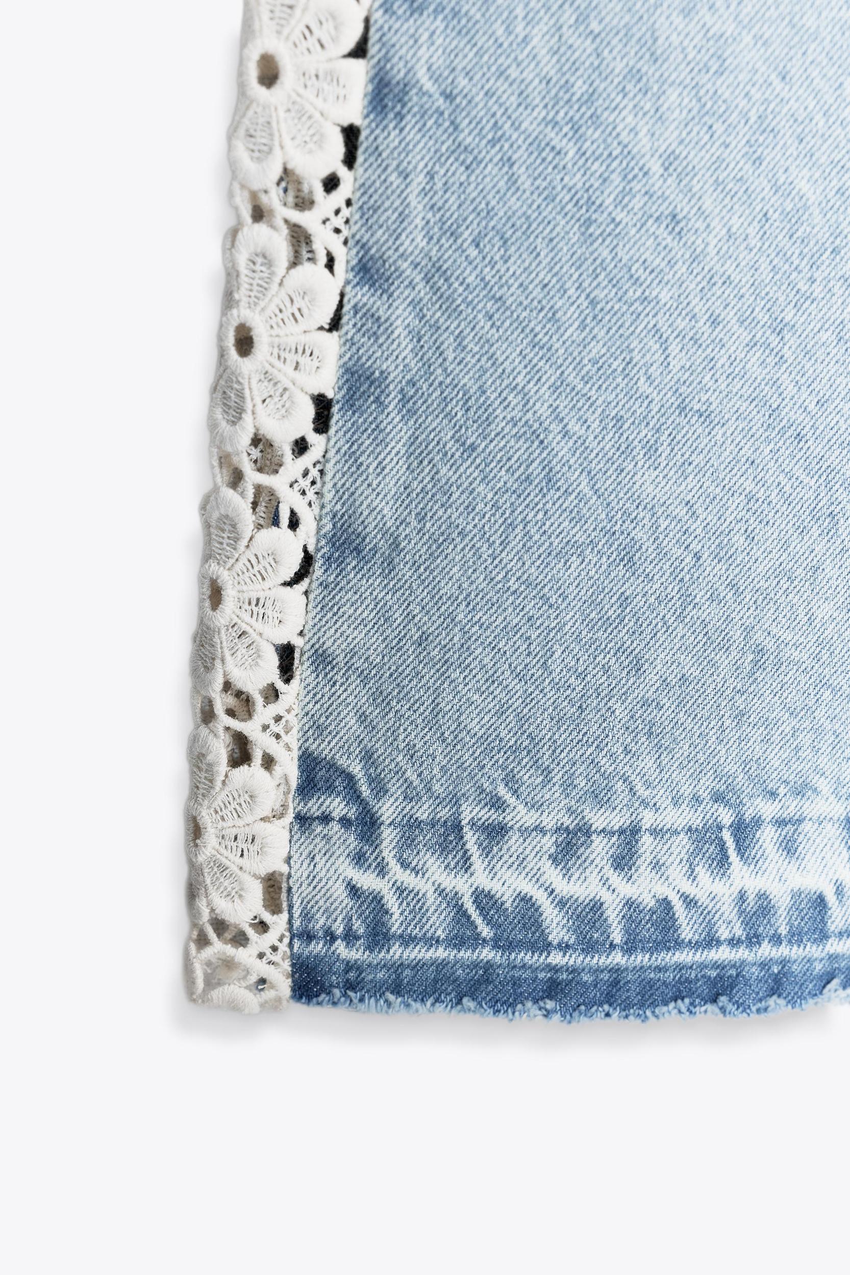 Z1975 HIGH WAIST WIDE LEG JEANS WITH CROCHET DETAIL Product Image