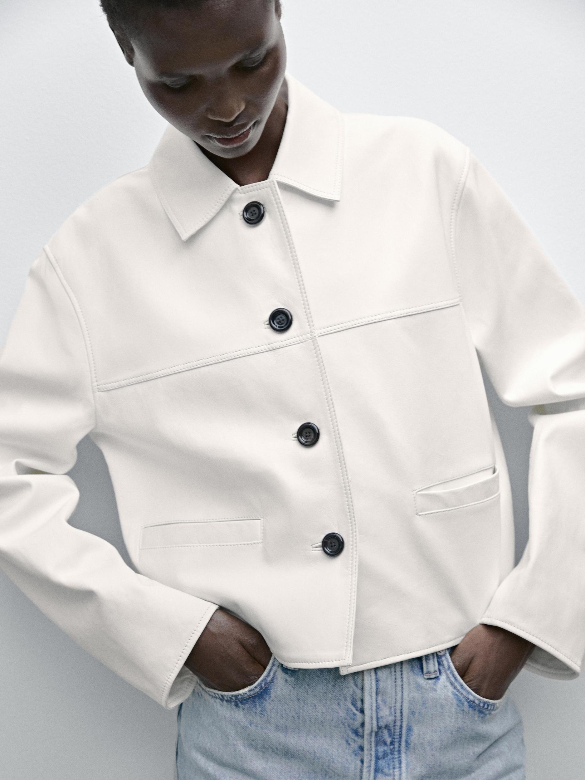 Cropped nappa leather jacket Product Image