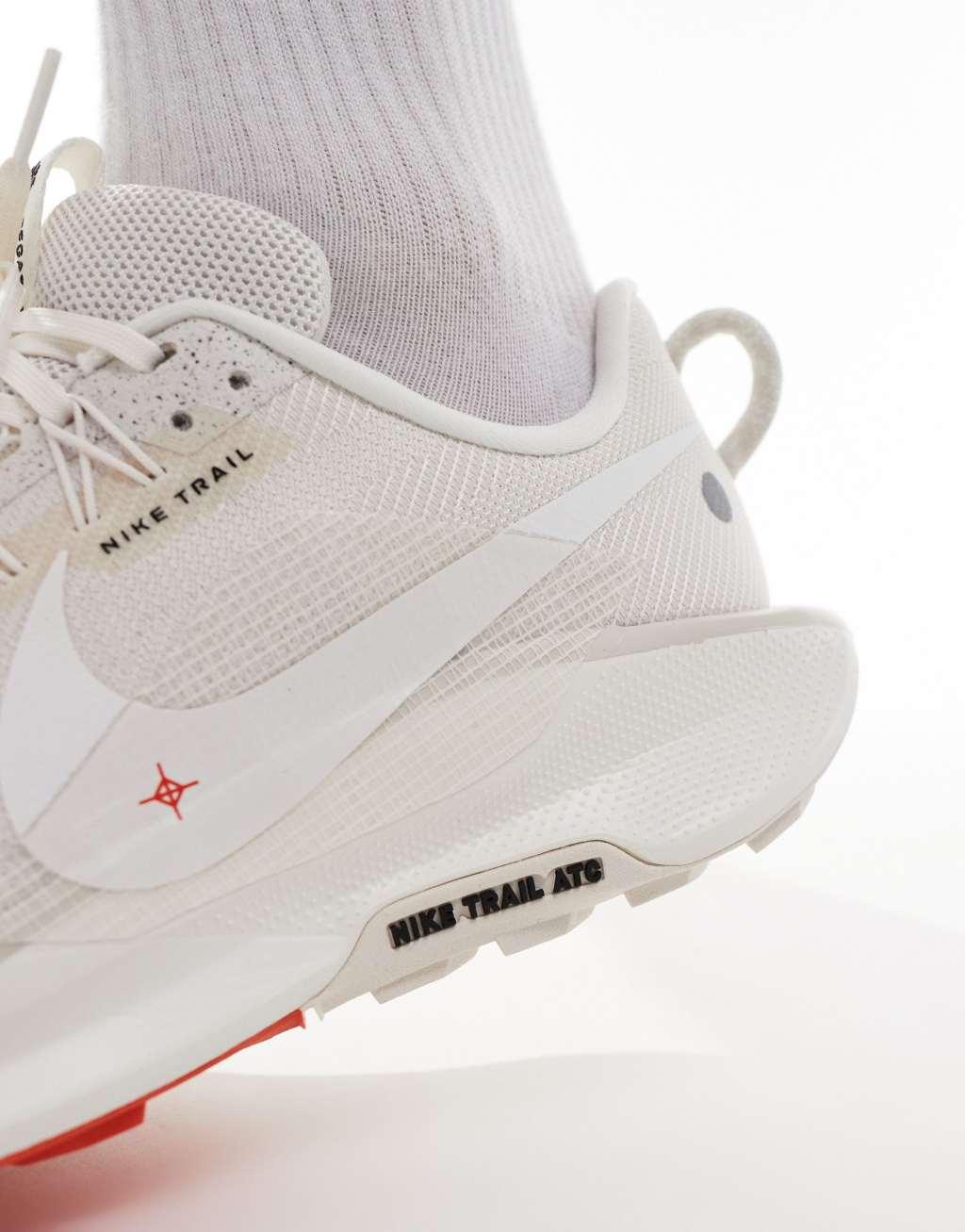 Nike Running ReactX Pegasus Trail 5 sneakers in white and red Product Image