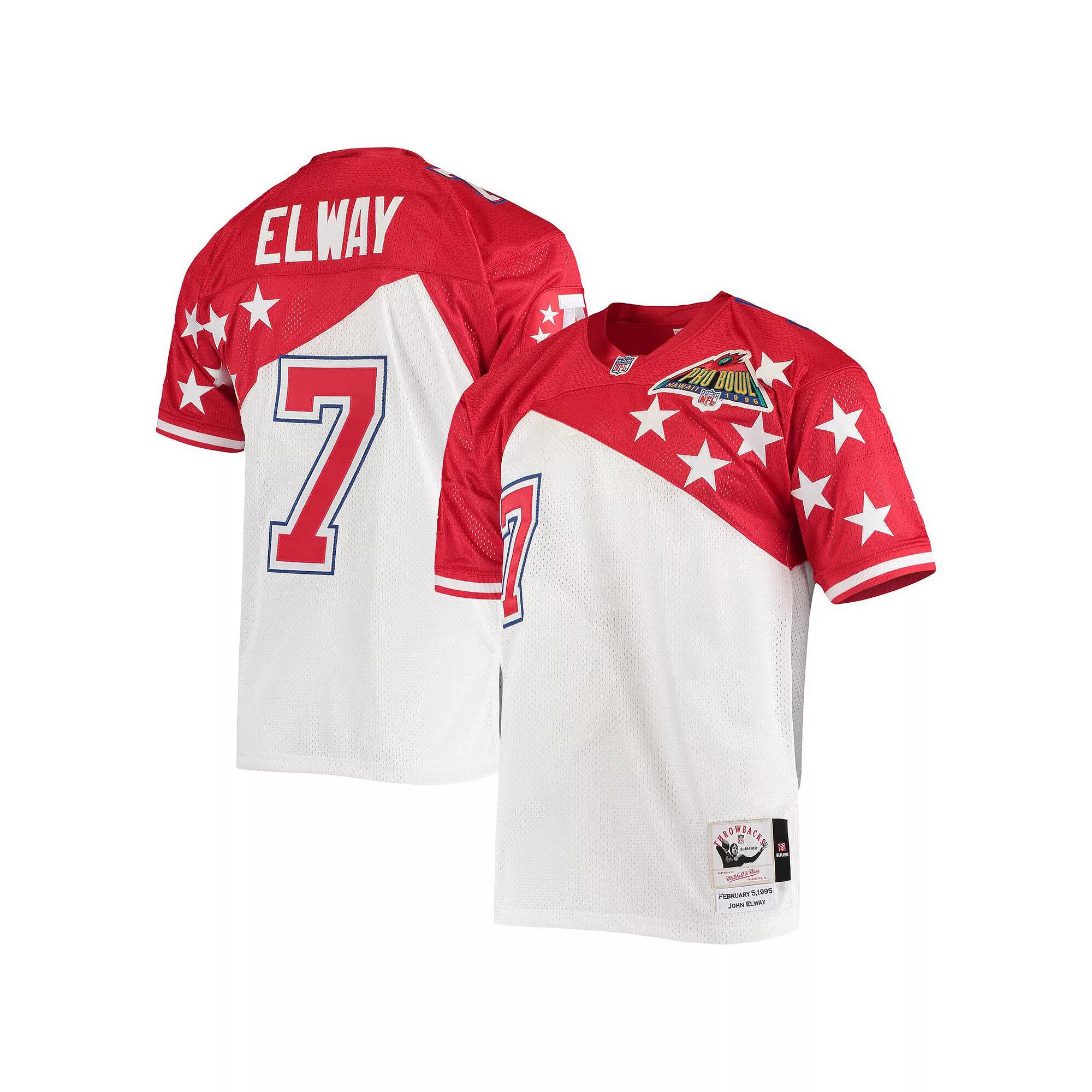 Men's Mitchell & Ness John Elway White/Red AFC 1995 Pro Bowl Authentic Jersey, Size: 60 Product Image
