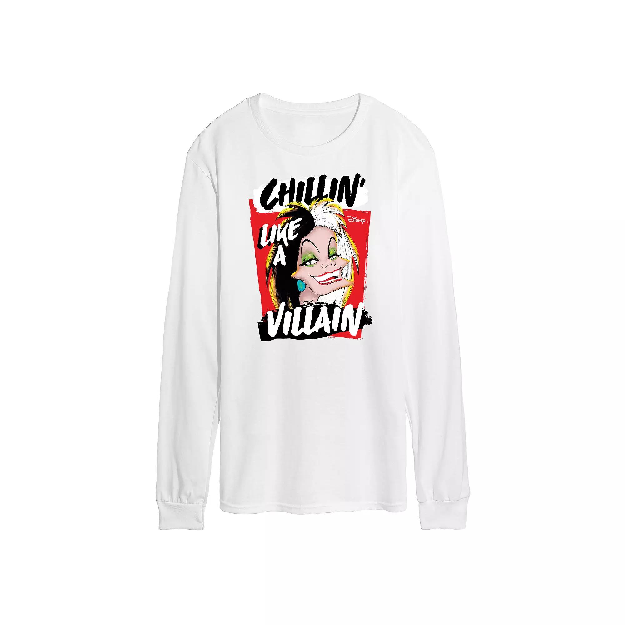 Disney Villains Cruella Men's Chillin' Long Sleeve Graphic Tee,  Product Image
