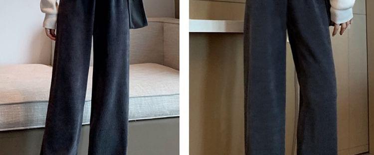 Maternity High Rise Plain Fleece-Lined Loose Fit Pants Product Image