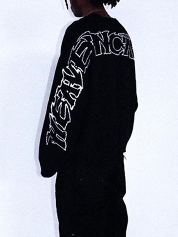 Men's Hip Pop Letter Print Crew Neck Sweater Product Image