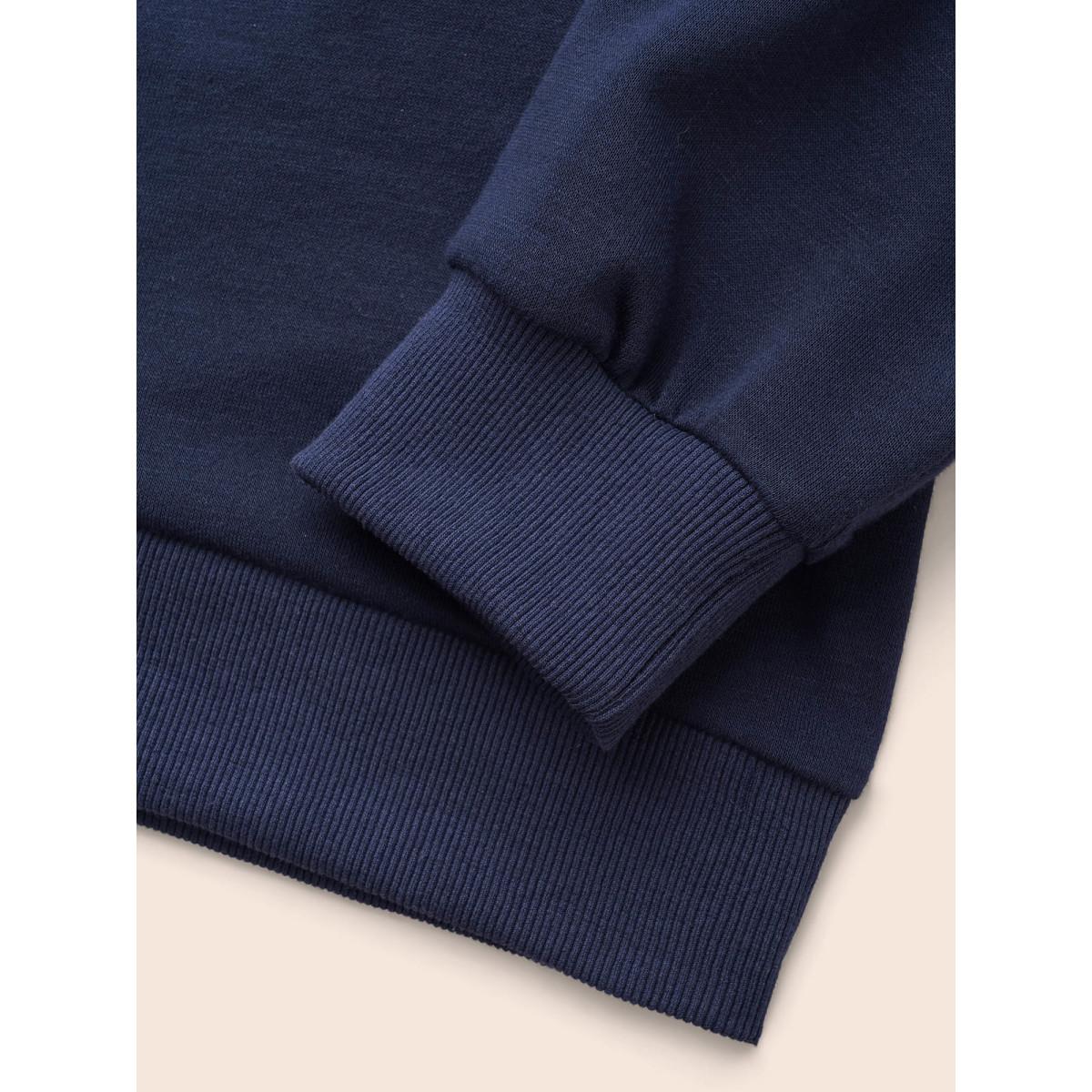 Plus Size Crew Neck Letter Print Contrast Sweatshirt Women Navy Casual Contrast Round Neck Everyday Sweatshirts BloomChic 18-20/2X Product Image