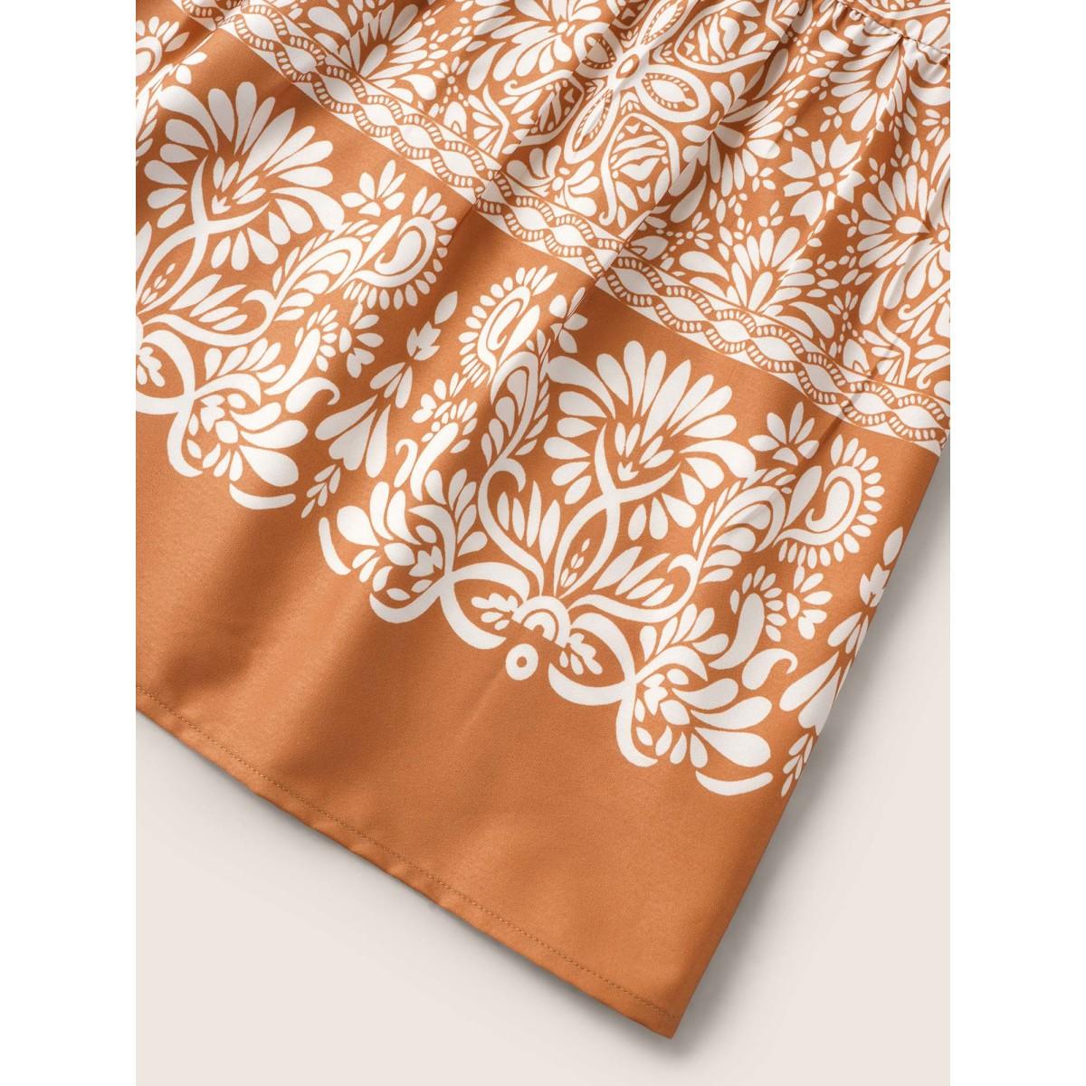 Plus Size V Neck Bandana Dolman Sleeve Midi Dress Brightorange Women Resort Gathered V-neck Short sleeve Curvy BloomChic 18-20/2X Product Image