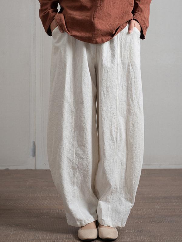 Simple High Waisted Solid Color Wide Leg Pants Product Image