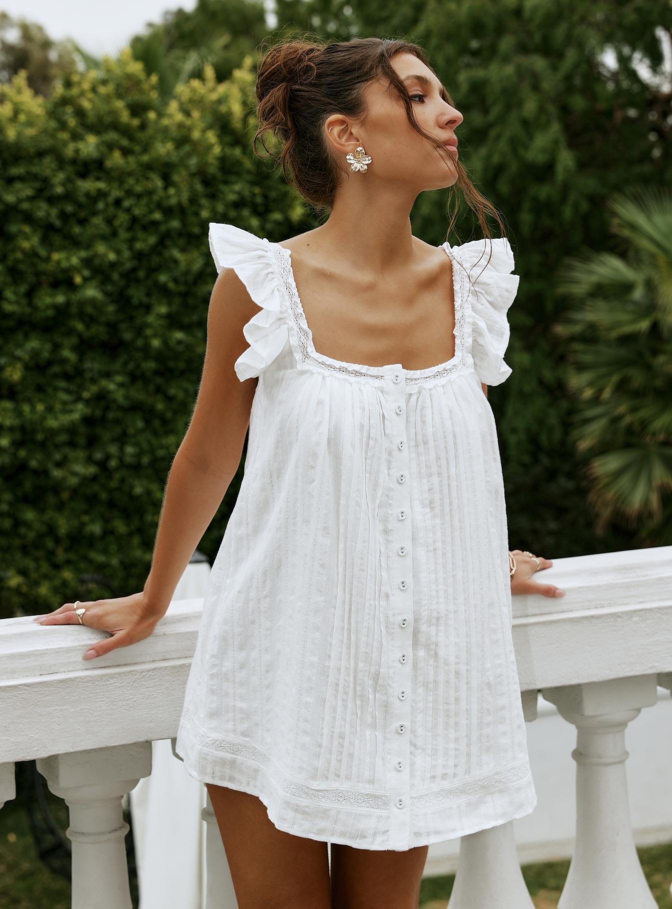Summerland Broiderie Mini Dress White Product Image