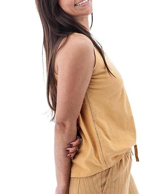 Aventura Simone Organic Cotton Hemp Slub Knit Jersey Soft V-Neck Ladder Lace Trim Tank Product Image