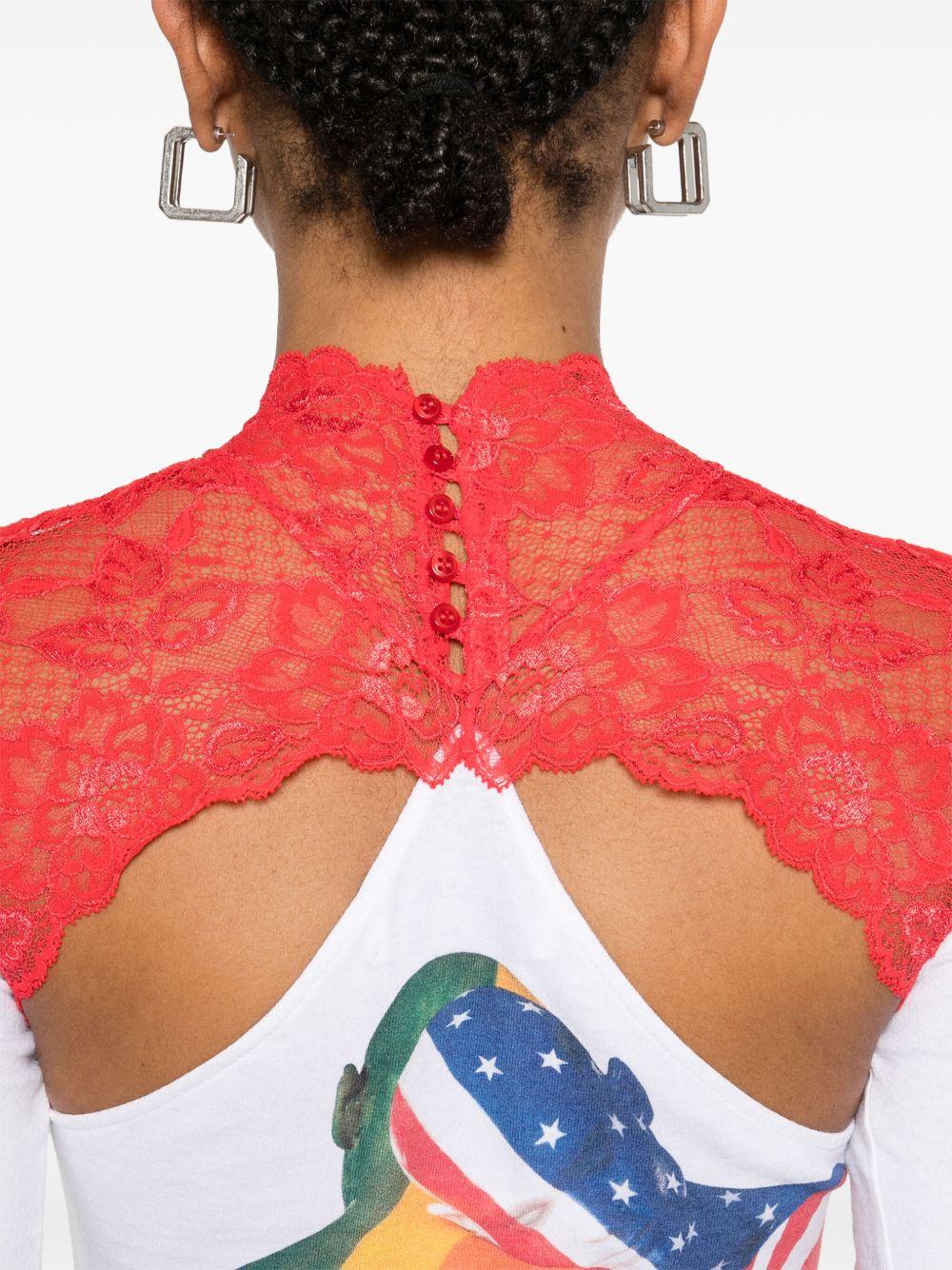 regenerated lace-detail bodysuit  Product Image