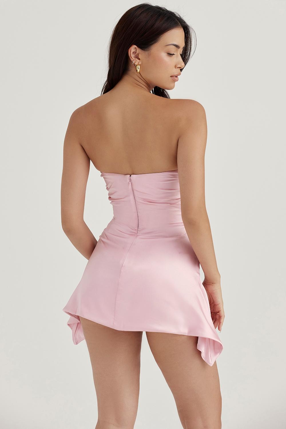 Jasmine  rose pink draped strapless corset dress Product Image
