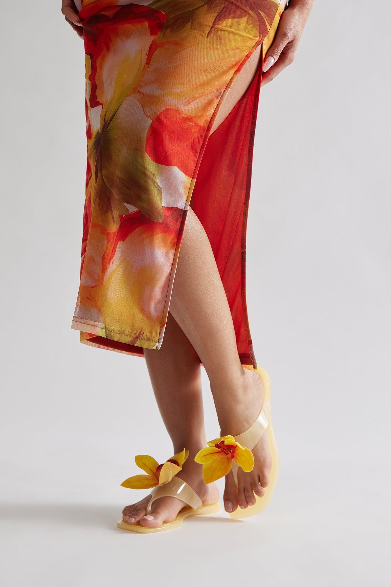 Koa Flower Sandals - Yellow Product Image