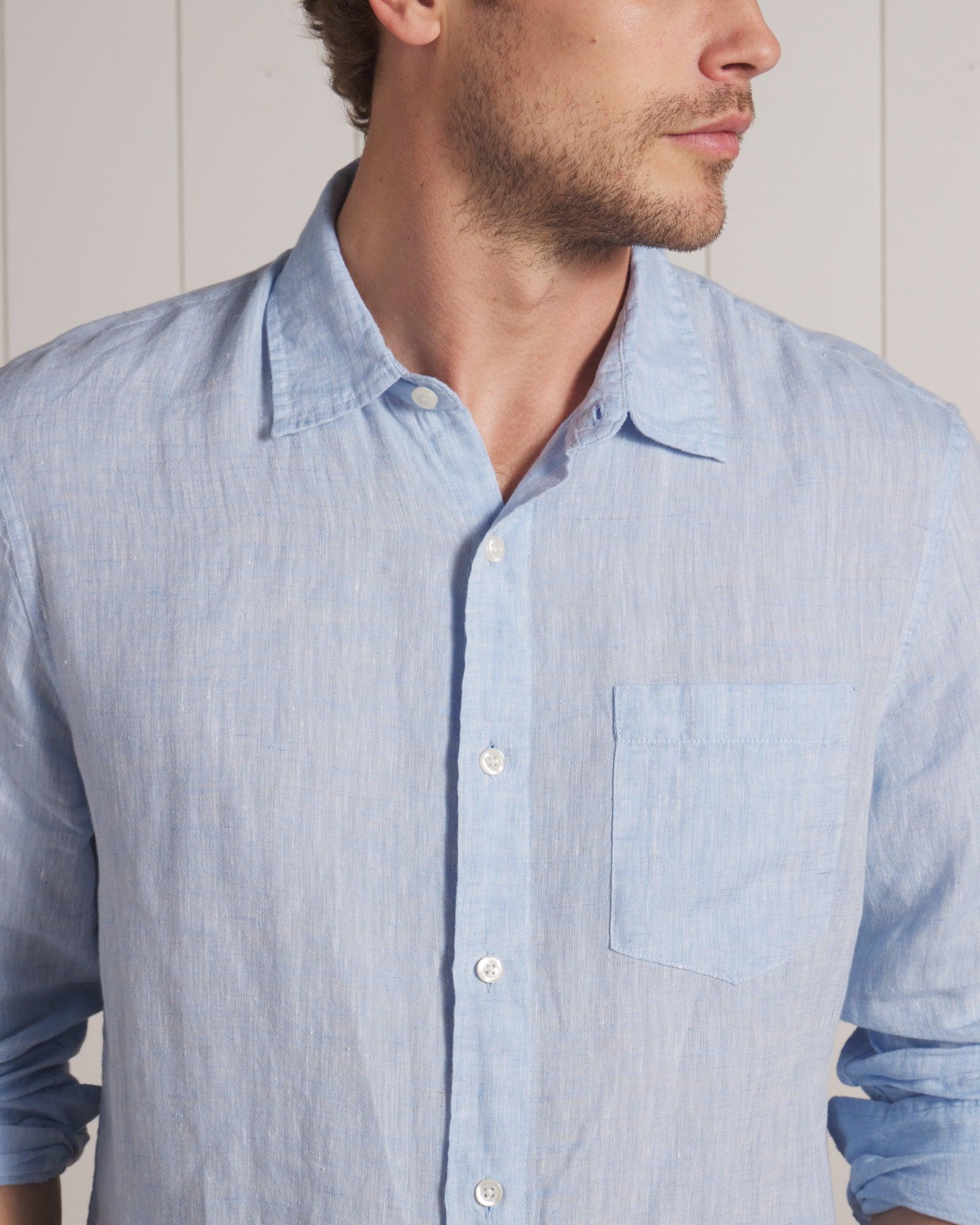 Nantucket Yarn Dyed Linen Shirt - Light Blue Product Image