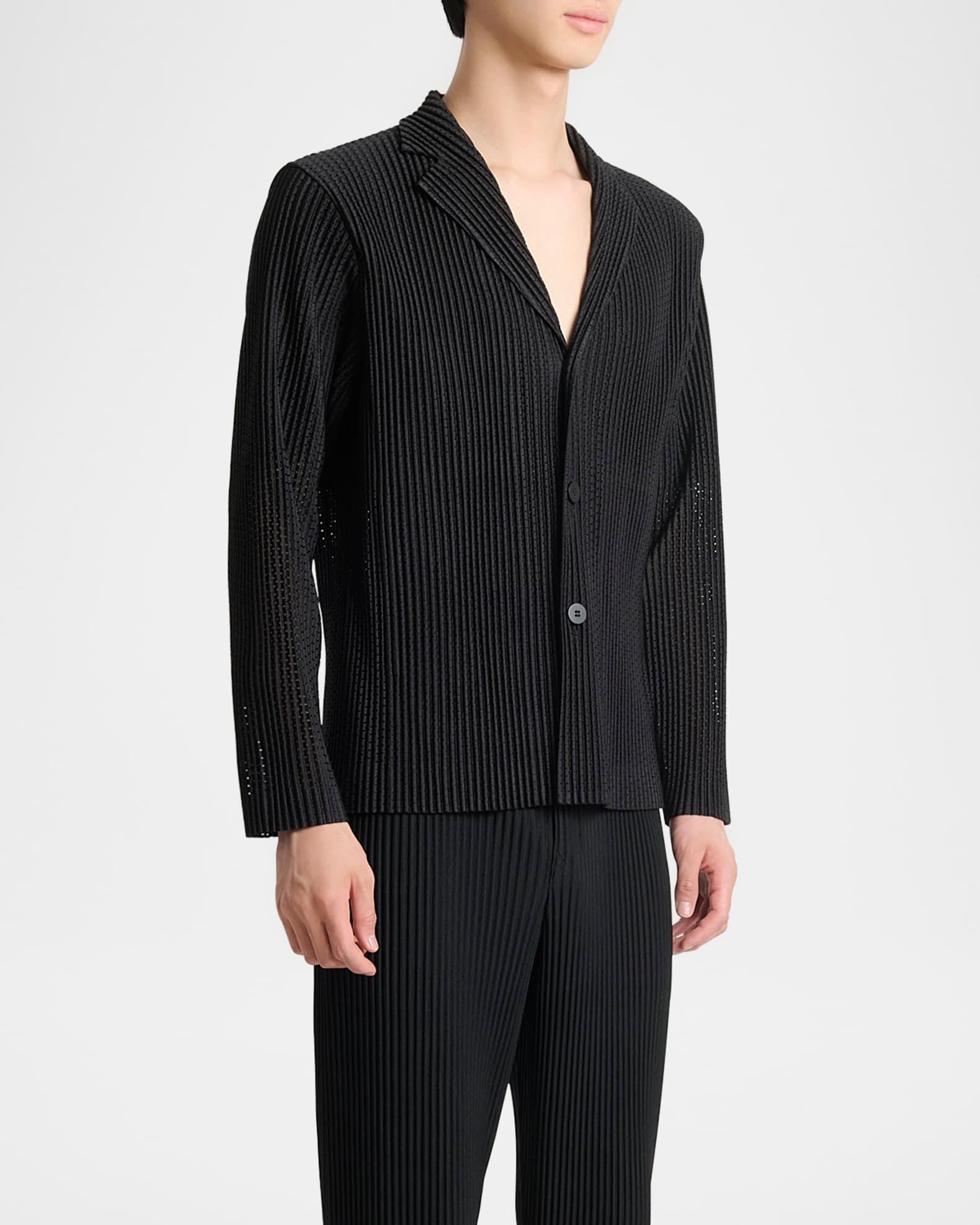 Men's Pleated Mesh Blazer Product Image
