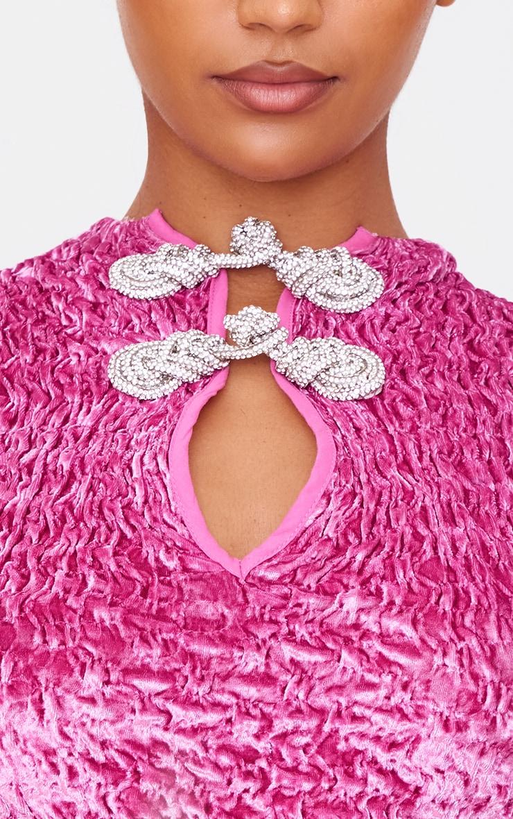 Pink Textured Satin Bow Detail Mini Dress Product Image