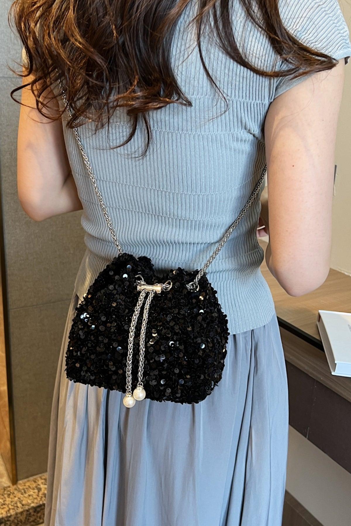 Sequin Chain Drawstring Bucket Bag Product Image