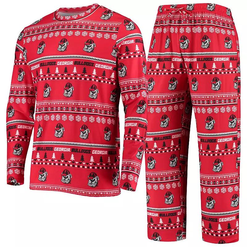 Men's Concepts Sport Red Georgia Bulldogs Ugly Sweater Knit Long Sleeve Top and Pant Set,  Product Image