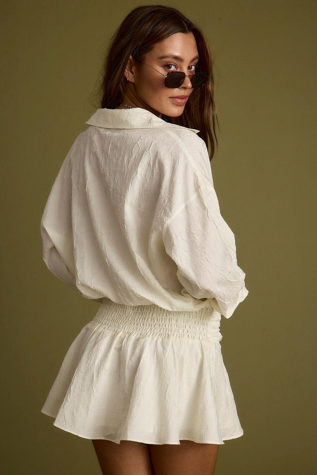 Lennox Ivory Drop Waist Micro Mini Dress Product Image