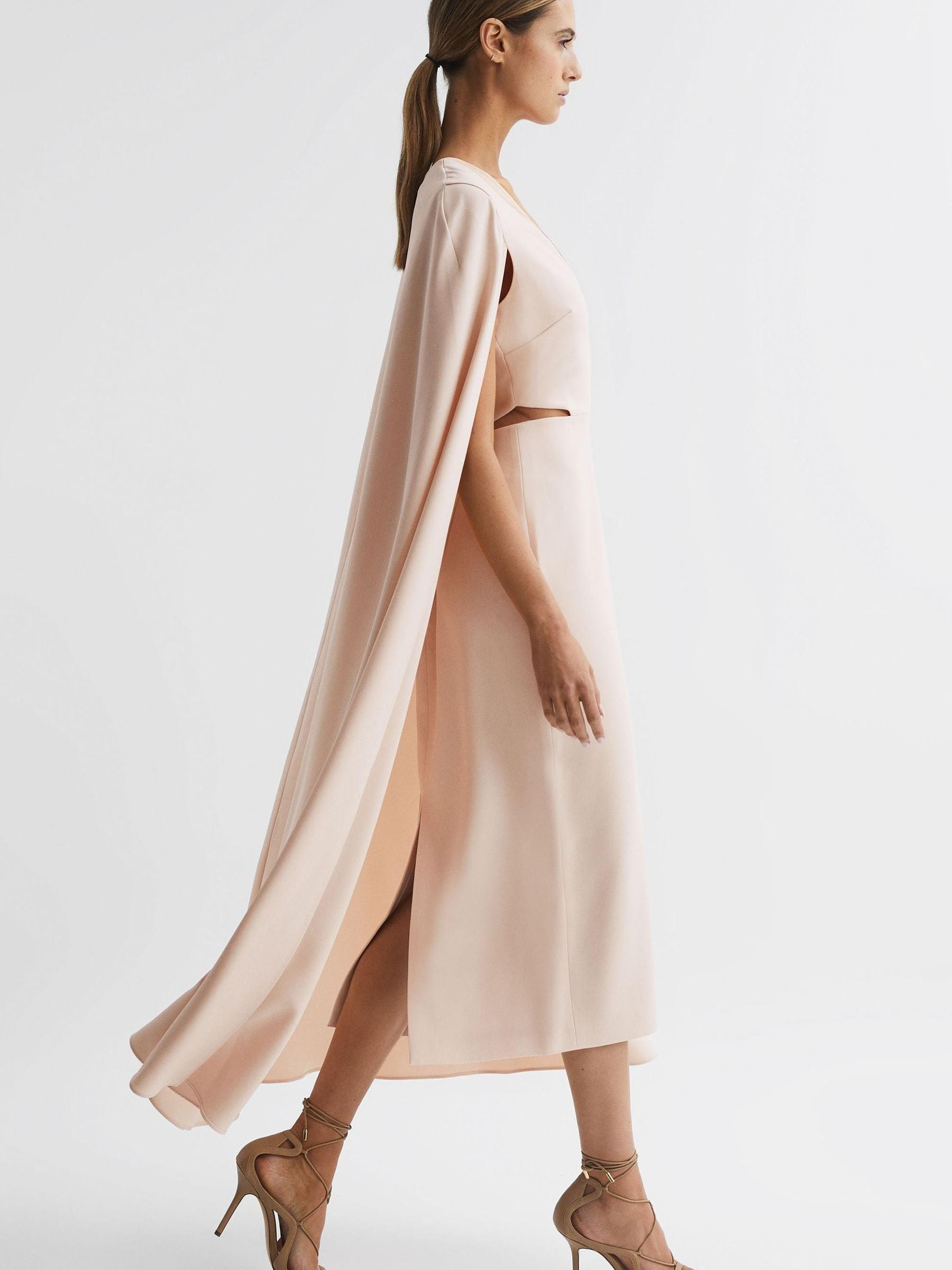 Cape-Style Midi Dress in Nude Product Image