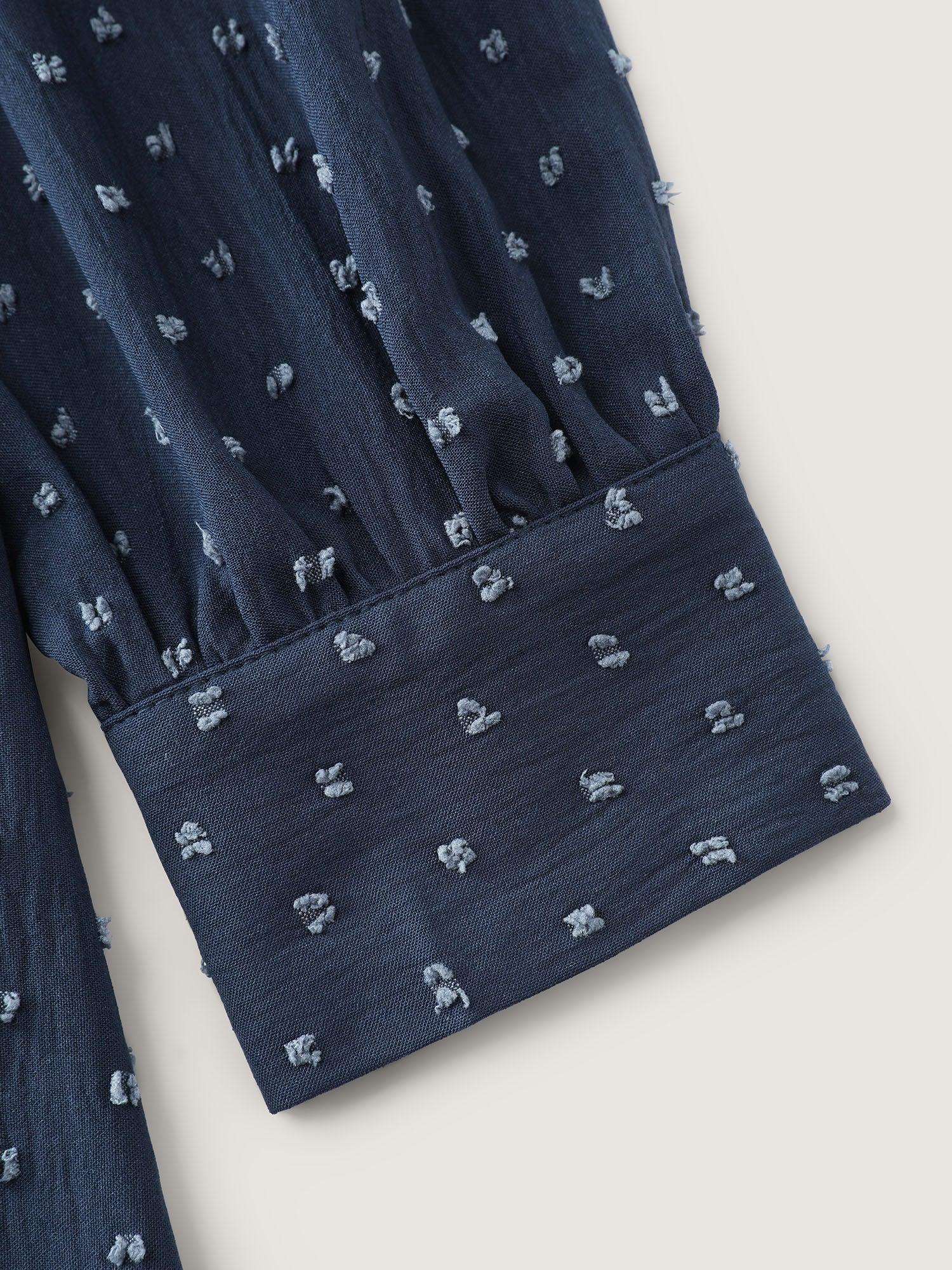 Textured Polka Dots Waist-Tie Midi Dress Female Product Image