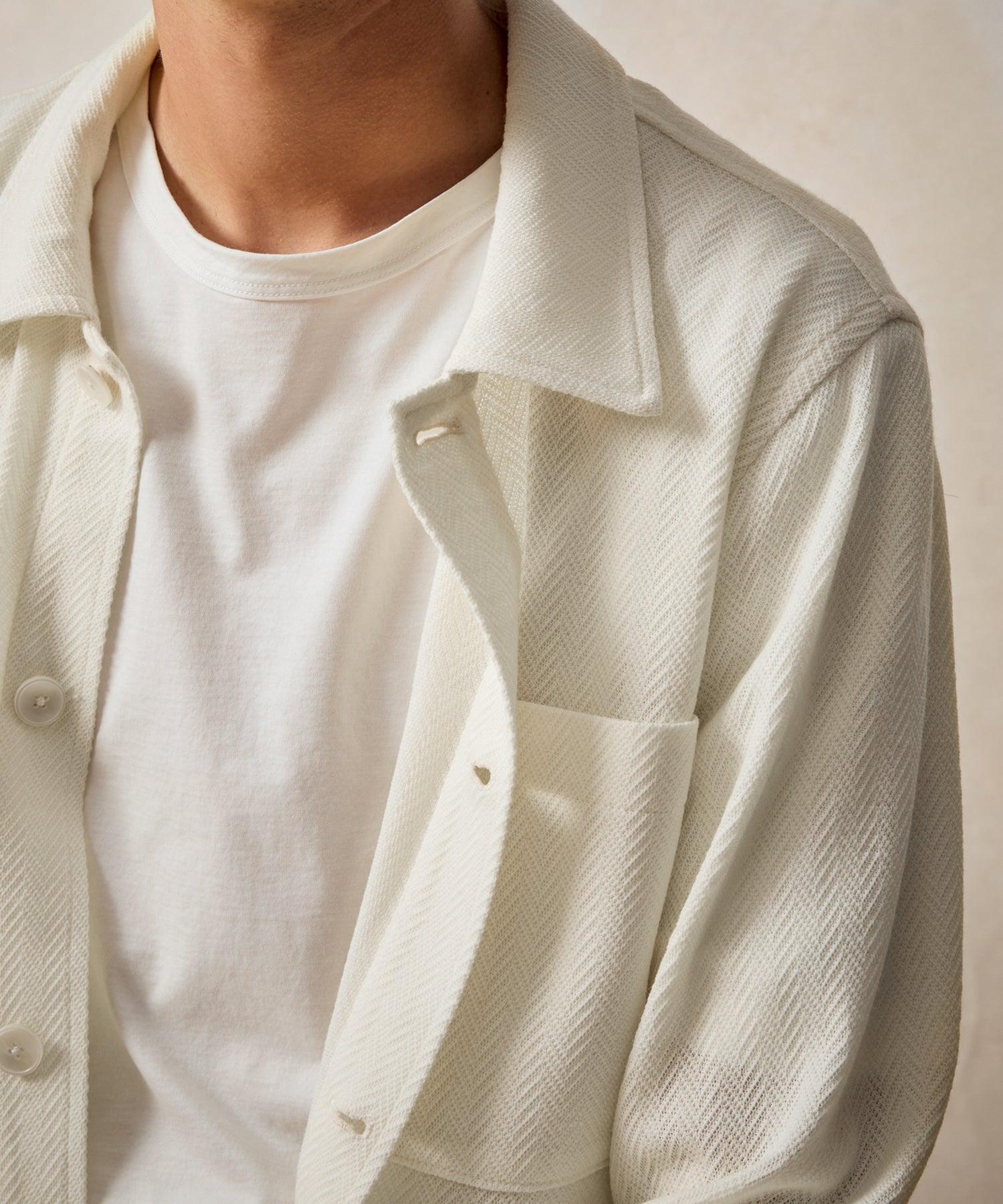 Herringbone Knit Overshirt in Bisque Product Image