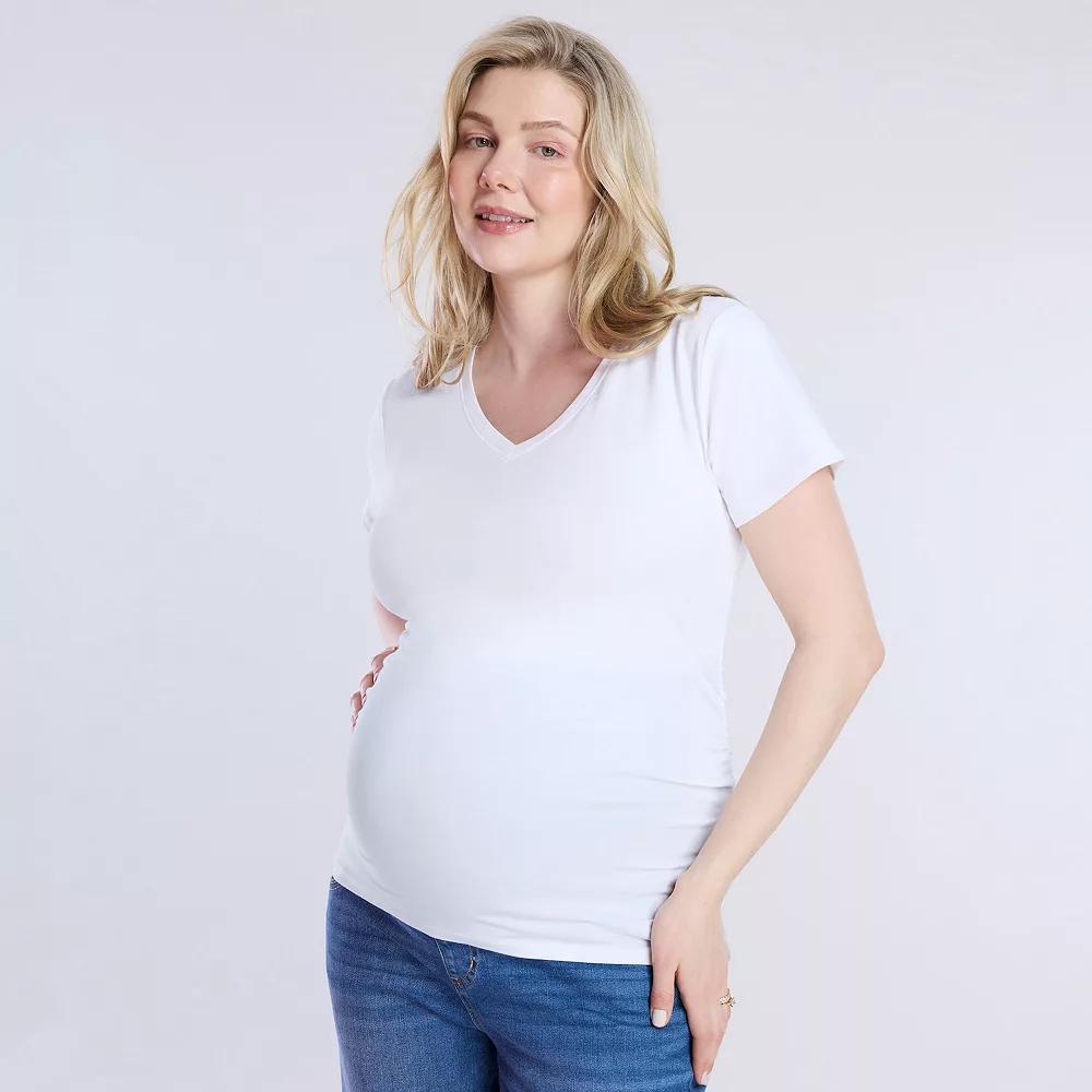Maternity Motherhood® Side Ruched V-Neck Tee, Women's,  Product Image