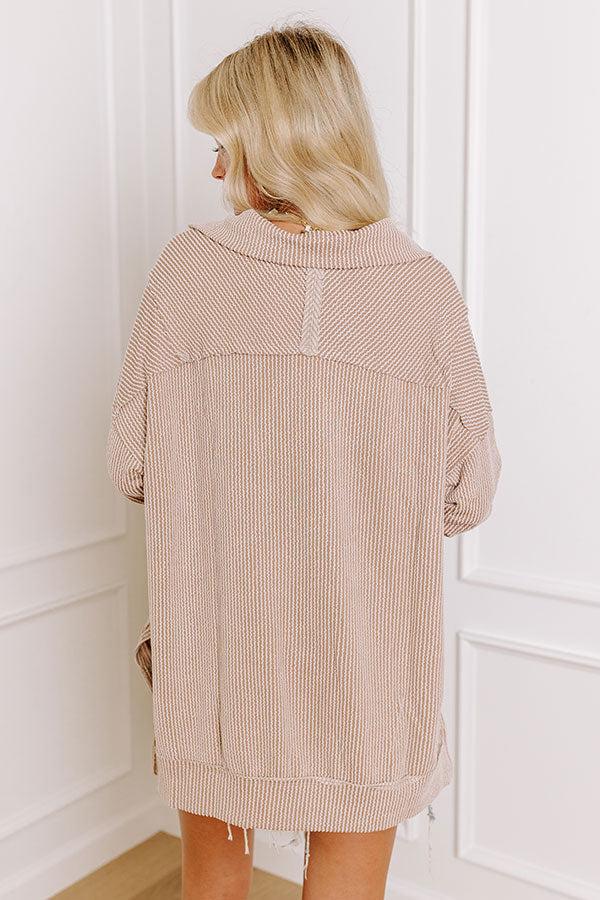 Bonfire Ready Ribbed Sweatshirt in Warm Taupe Product Image