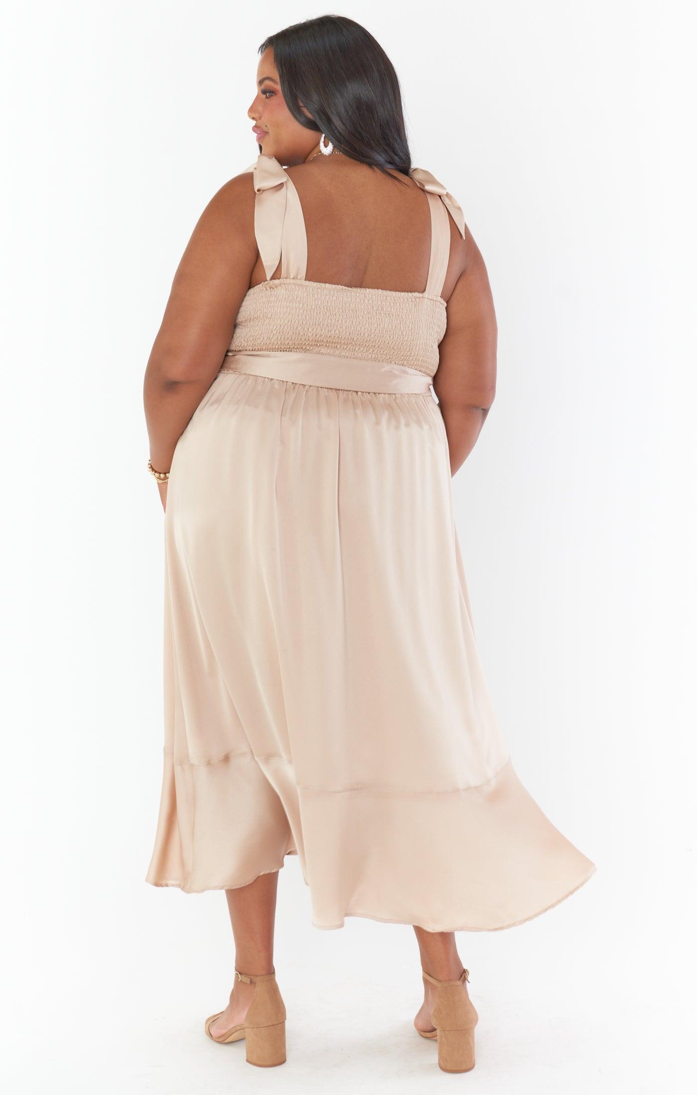 Claire Midi Dress ~ Champagne Luxe Satin Product Image