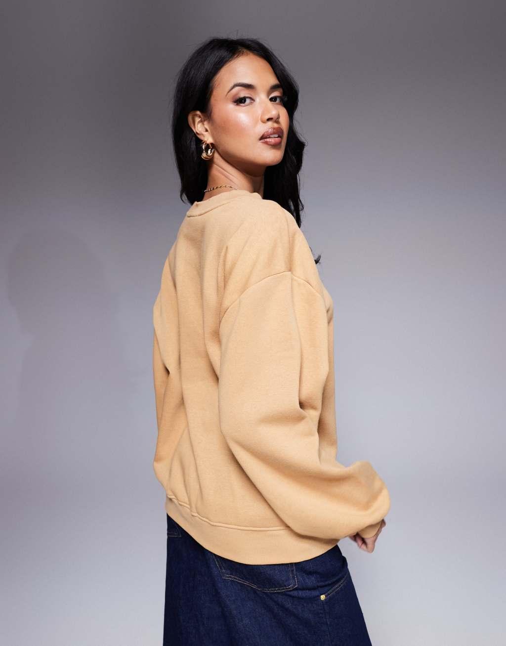 The North Face Evolution oversized crew sweatshirt in brown Product Image