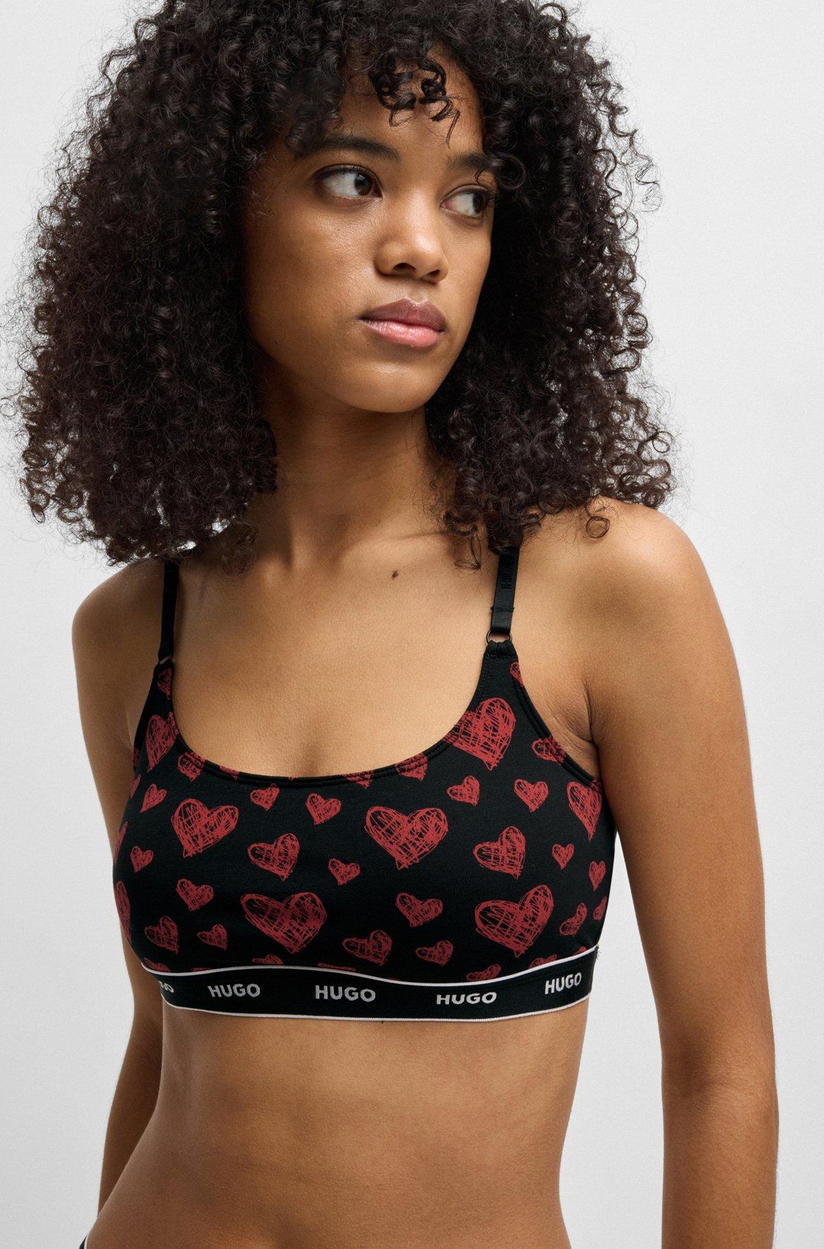 HUGO - Two-pack of stretch-cotton bralettes with logo underbands - Patterned Product Image