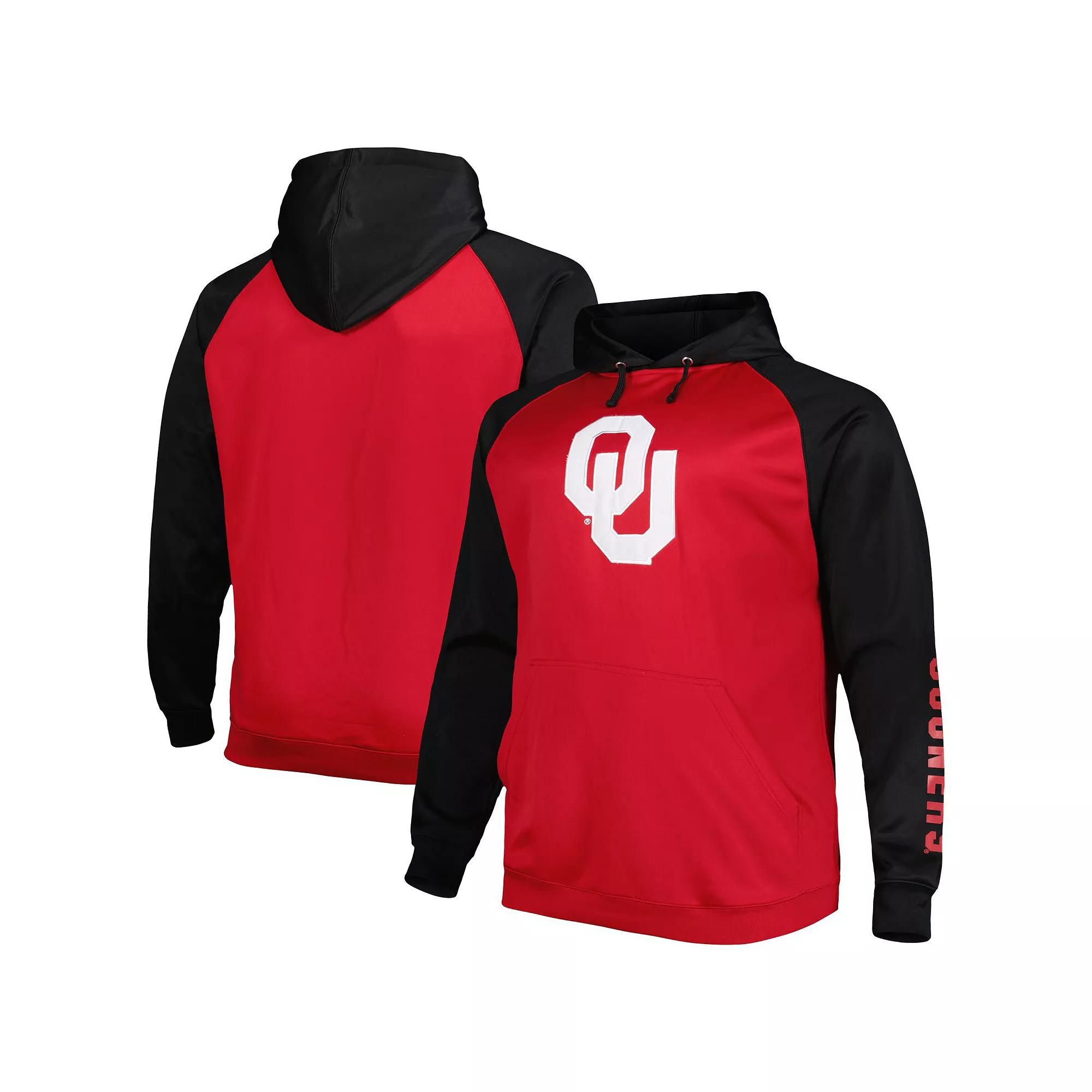 Men's Crimson Oklahoma Sooners Big & Tall Raglan Fleece Pullover Hoodie, Size: 2XB, Red Product Image