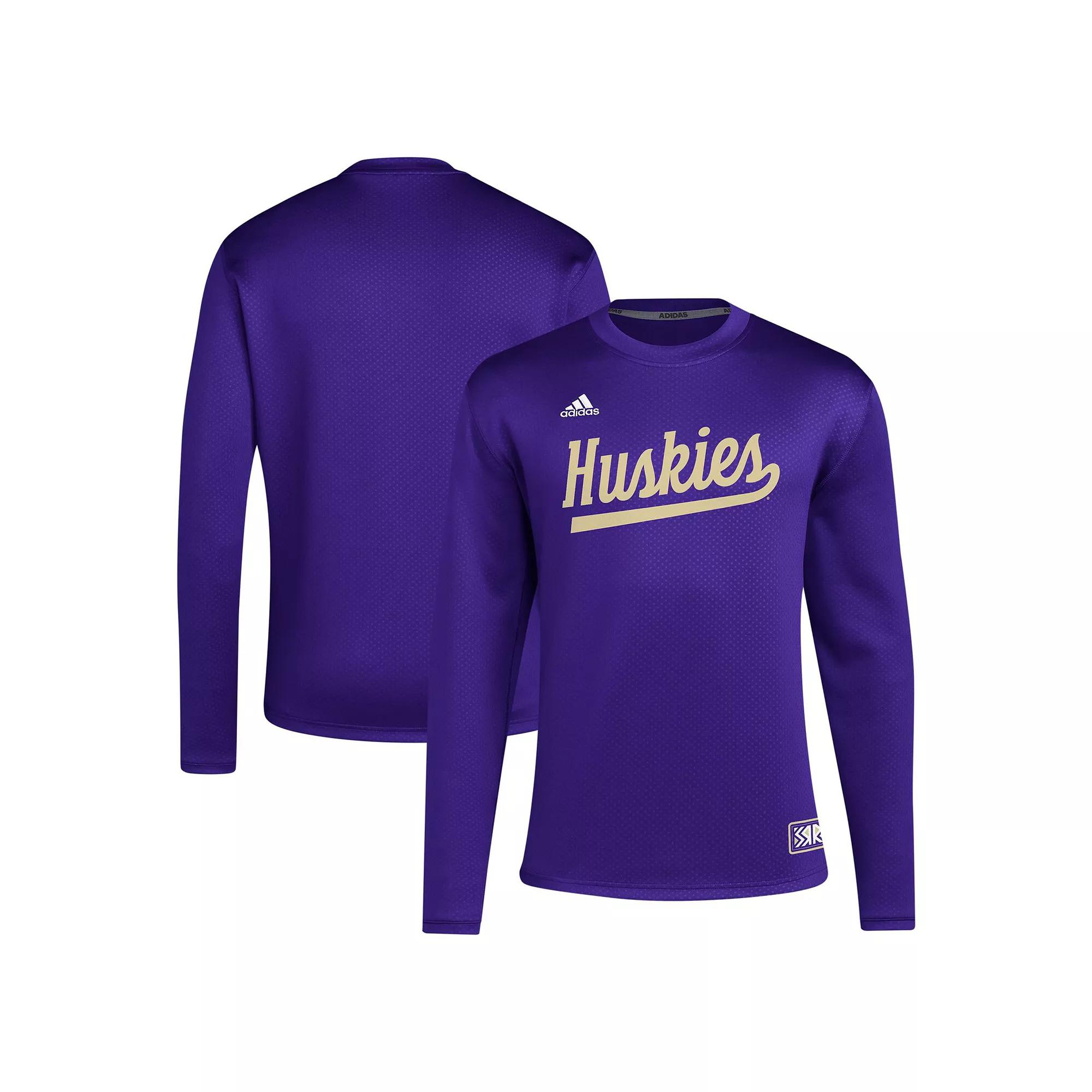 Men's adidas Purple Washington Huskies Reverse Retro Baseball Script Pullover Sweatshirt,  Product Image