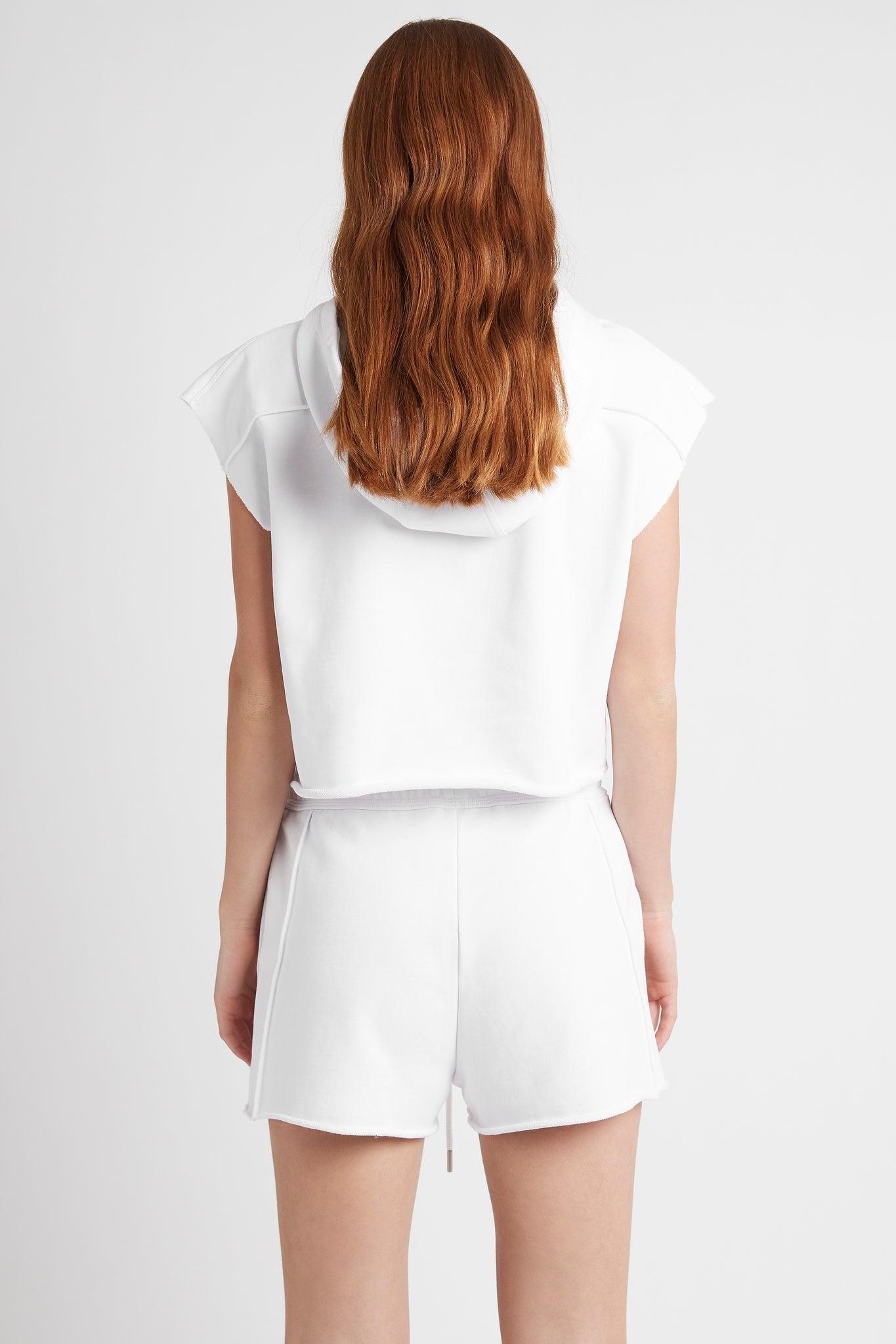 Embossed Classic Short Sleeve Cropped Hoodie 402 Product Image