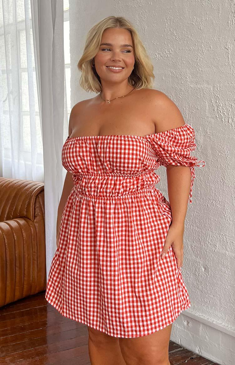 I'm Yours Red Gingham Mini Dress Product Image