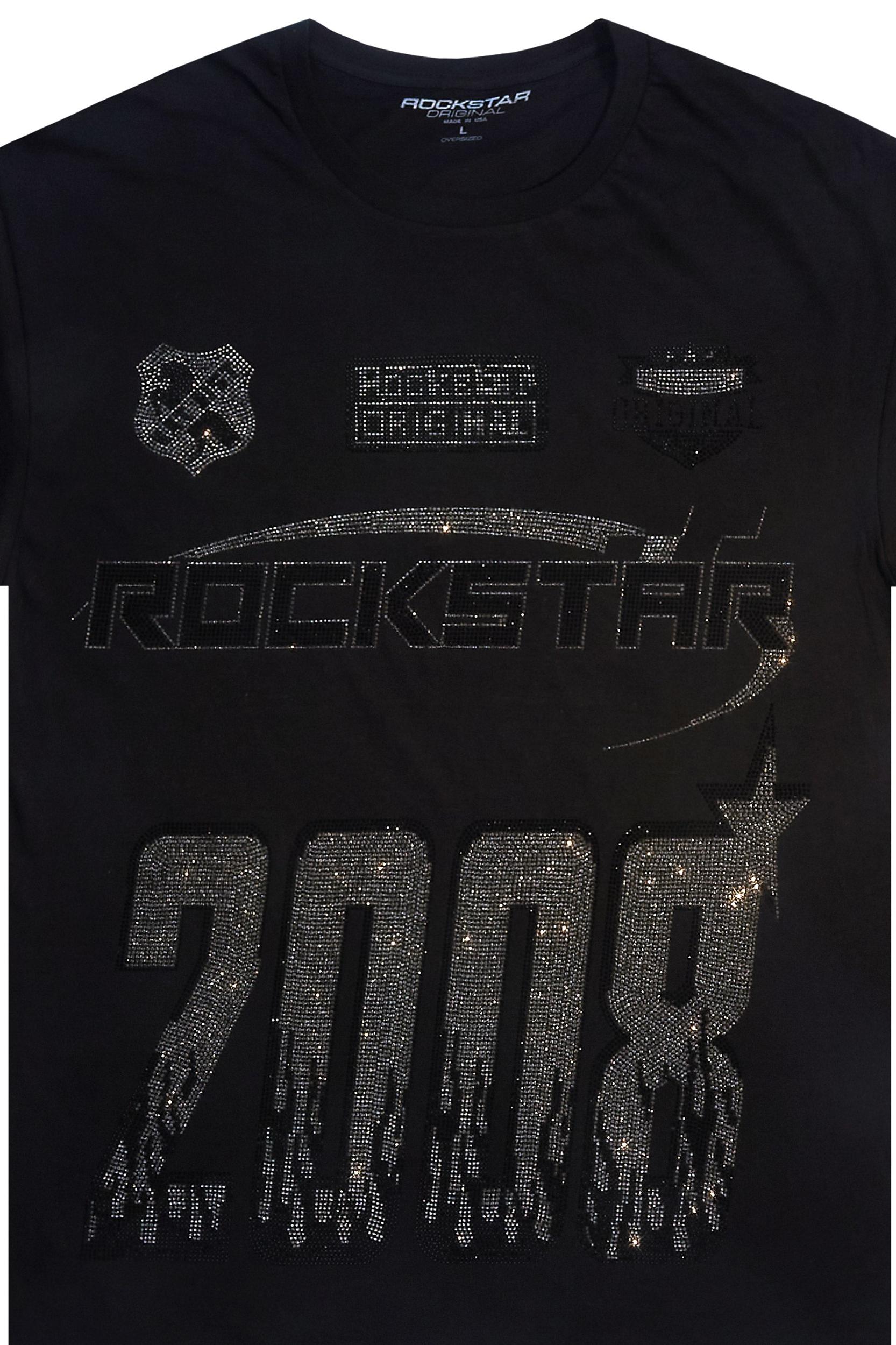 Kemora Black Rhinestone Oversized T-Shirt Female Product Image