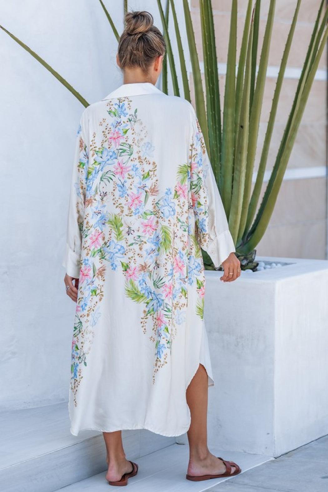 Silk Floral Shirt Dress Product Image