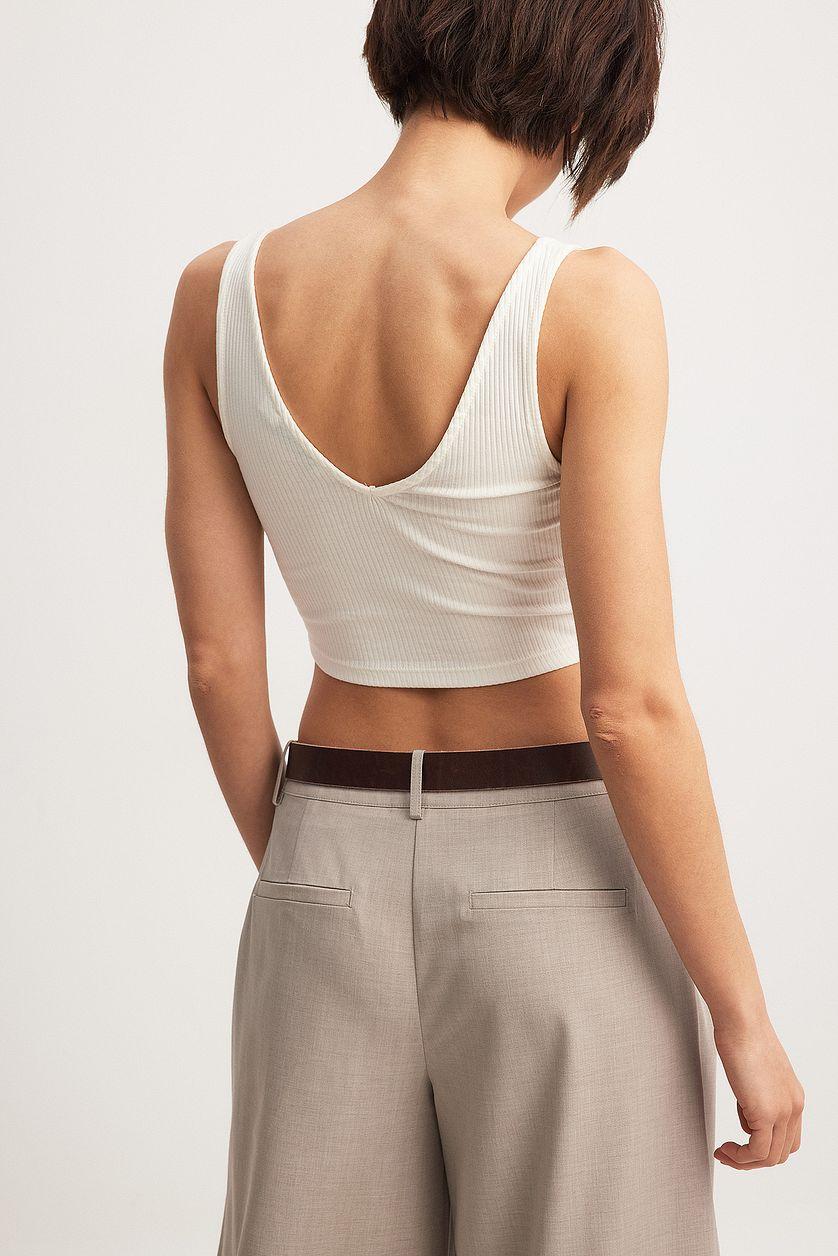Organic V-Neck Rib Crop Top Product Image