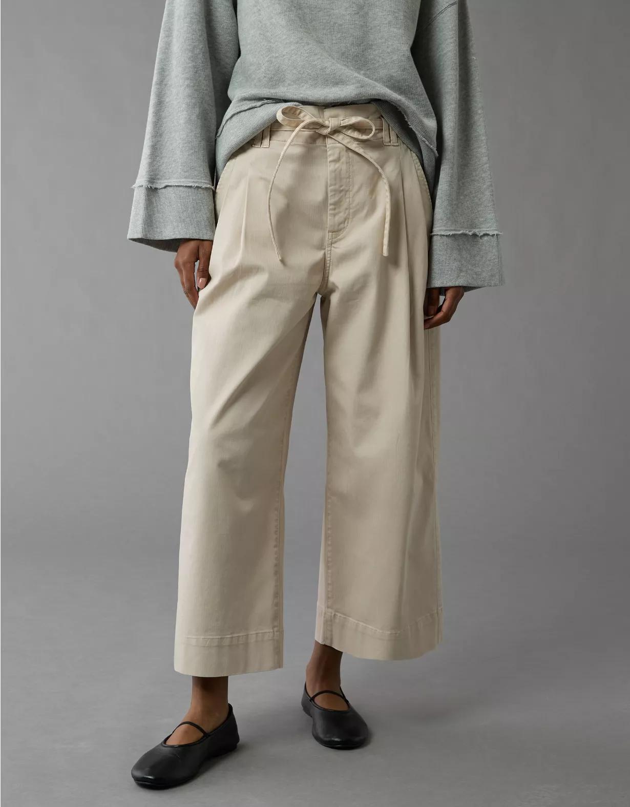 AE Stretch Paperbag Wide-Leg Crop Pant Product Image