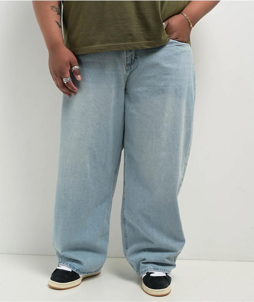 Empyre Ultra Wide Fit Colby Light Blue Wash Denim Skate Jeans Product Image