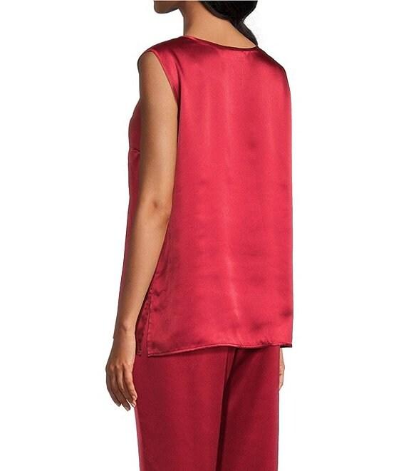 Caroline Rose Soft Satin Scoop Neck Sleeveless Long Coordinating Tank Top Product Image
